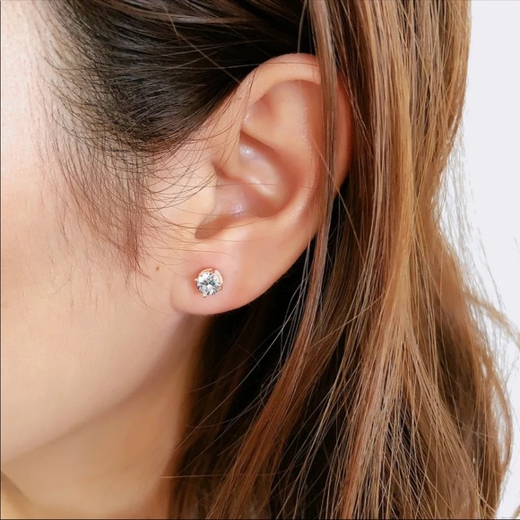 Rose Gold Plated Stud Earrings - Picture 5 of 5